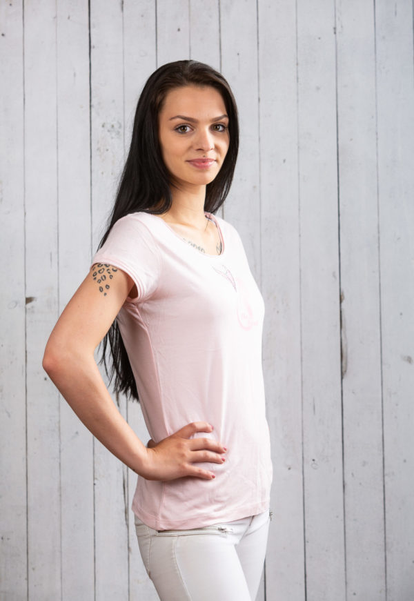 Glänzendes rosa Ostsee-Shirt für Damen mit Strass von Ostseekind